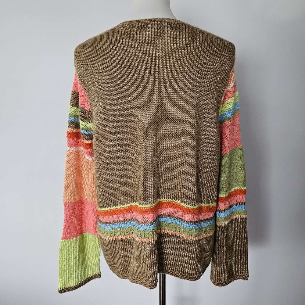Crazy Horse Collection Y2K Multicolor Colorblock Cardigan Size XL Grannycore - Picture 5 of 9